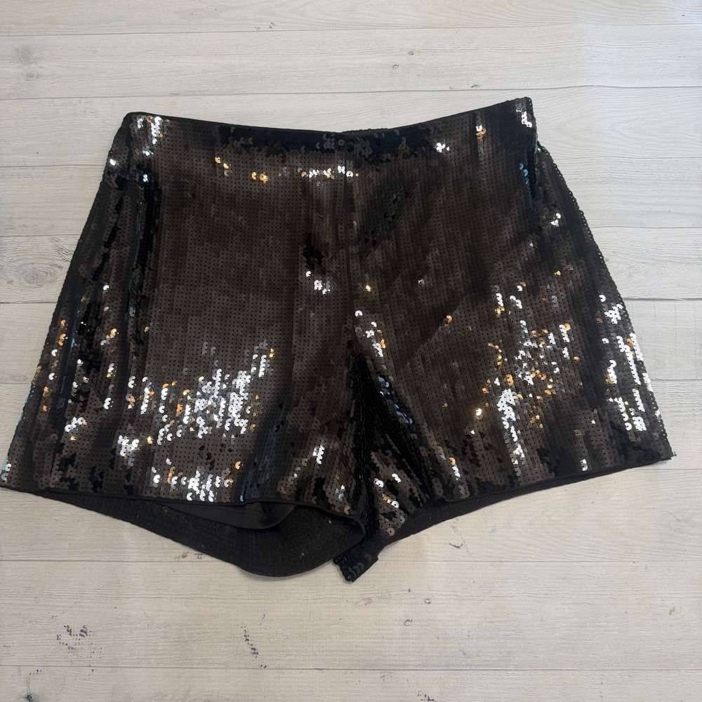 Express women's‎ black sequin shorts size large NEW